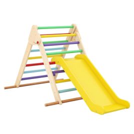 DAUL Pikler Triangle Set Foldable Triangle Climber with Slide-Colourful