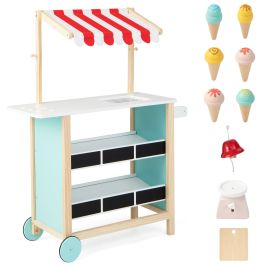 Kids Kitchen Toy - Wooden Pretend Play Kids Grocery Store with Chalkboard-Red