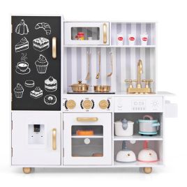 Kids Kitchen Toy - Pretend Play Kitchen for Kids with Utensils Aged 3+-White