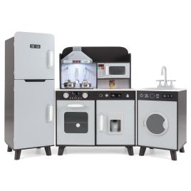 Kids Kitchen Playset with Refrigerator and Washing Machine-Black