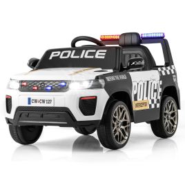 Kids Electric Car - Kid Ride on Police Car - White