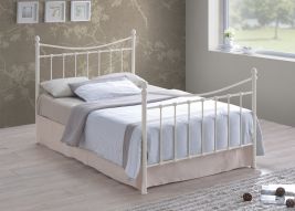 Kingsize Bed - ALDERNOX 5ft Metal Bed Ivory