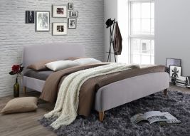 Kingsize Bed - GENARA 5ft Fabric Bed Light Grey