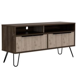 Nevada Wide Screen TV Rack with 4 Doors - Smokeed Oak