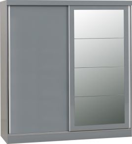 NEWBIGGIN 2 Door Mirrored Sliding Wardrobe Grey - 178.5cm