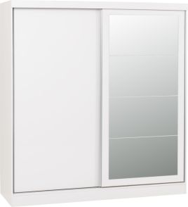 NEWBIGGIN 2 Door Mirrored Sliding Wardrobe White - 178.5cm