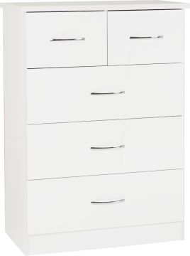 NEWBIGGIN White Chest of Drawers - Medium-sized, 5 Drawers
