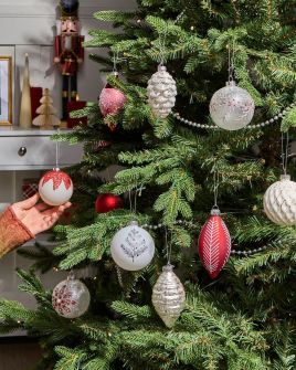 SNOWFLARA Christmas LED Glass Baubles Decoration Set of 50 - Red White
