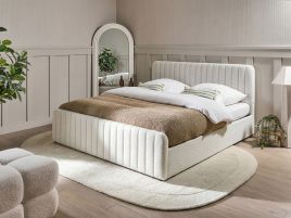 KEWAL Super Kingsize Ottoman Boucle Bedframe - White
