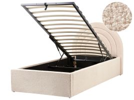 ANNEA Boucle EU Single Size Ottoman Bedframe Beige