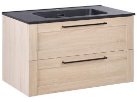 BROOMLEIGH Wall Mounted Vanity Unit with Basin - Light Brown