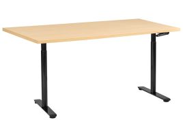 LEYBOURNE Manual Adjustable Standing Office Desk 160 cm - Black with Light Oak