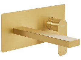 BARCOMBE Wall Mounted Basin Mixer Tap Brass - Gold