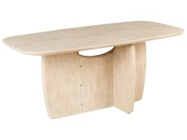 PURLEIGH Travertine Effect Rectangular Dining Table - Brown