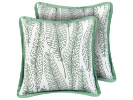 MWADOE Set of 2 Outdoor Cushions Plant Pattern 45 x 45 cm Green