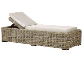 Rattan Sun Lounger with Cushion Taupe PALESE