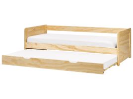 GRETA Trundle Bedframe Wood 90 x 200cm EU Single Bed Light Wood