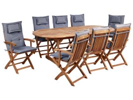 Garden Dining Set 8 Seater MAUI II with Cushions Acacia Wood Graphite Grey