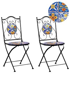 ERITHON Set of 2 Garden Chairs Folding Metal - Black