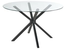 RADMERE Tempered Glass Round Dining Table - Black