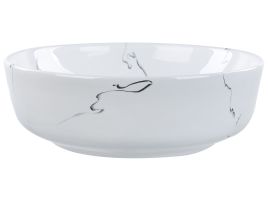 Ceramic Countertop Basin Marble Effect Diameter 420 mm White HOPI