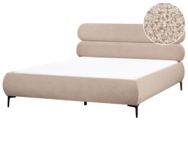 LESASY Bed Boucle 180 x 200 cm (EU Super King) Taupe