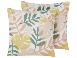 ELSWOLD Set of 2 Outdoor Cushions Plant Pattern - Multicolour