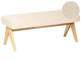 COALWORTH Boucle Fabric Bench - White with Light Brown