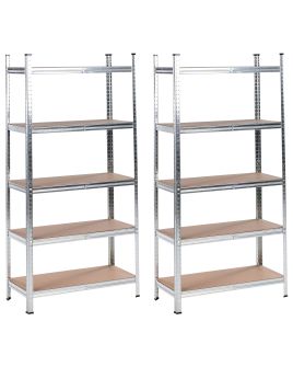 XTITA Set of 2 Shelving Units Metal 75 cm 30 cm Silver