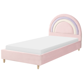 ELUN Single Velvet Kids Bed - Pink