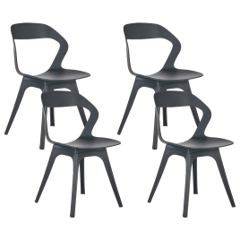 WESLUNE Plastic Garden Chair Set of 4 - Black