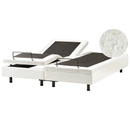 DEKU Super King Boucle Fabric Adjustable Bed without Headboard - Off-White