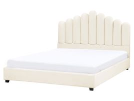 CINVENNES Bed Velvet 140 x 200 cm (EU Double) Off-White