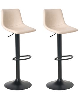 GARLEIGH Faux Leather Swivel Bar Stools Set of 2 - Light Beige