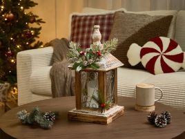SAIMORA LED Christmas Lantern Decoration - Dark Brown