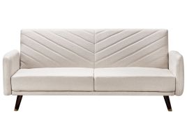 LUNZA Faux Linen 3 Seater Sofa Bed - Light Beige