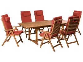 BREEZ 6 Seater Garden Dining Set - Red