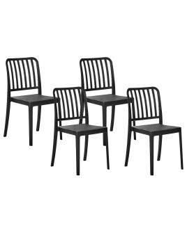 SERSAEL Set of 4 Garden Chairs Synthetic Material Black