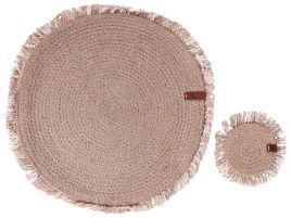 12 Piece Placemats and Coasters Set RIBBERY Natural Jute