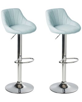 GARCOMBE Fabric Swivel Bar Stools Set of 2 - Light Blue