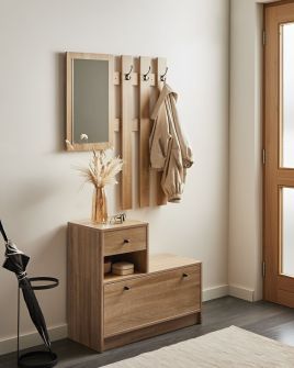 QUENTAR Shoe Cabinet - Medium-sized with Hallway Set - Oak Finish