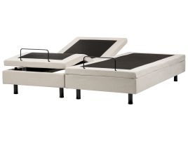 LUKE Adjustable Bedframe without Headboard Fabric 180 x 200cm EU Super Kingsize Bed Light Beige