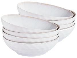 DAWLEIGH Set of 8 Deep Decorative Plates Stoneware - Light Grey