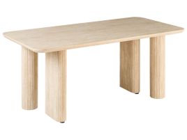 QUENLEIGH Travertine Effect Rectangular Dining Table - Brown