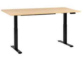 DESTIENS Electric Adjustable Standing Office Desk 180 cm - Black with Light Oak