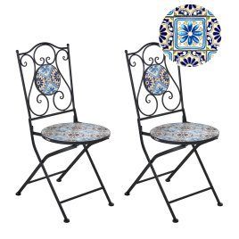 AGGIUSON Metal Garden Folding Chair Set of 2 - Black