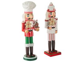 BODSJONA Set of 2 Nutcracker Christmas Decorations Figurines - Red and White
