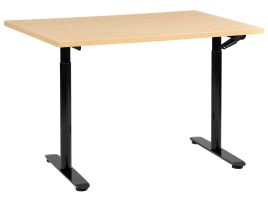 LEYBOURNE Manual Adjustable Standing Office Desk 120 cm - Black with Light Oak