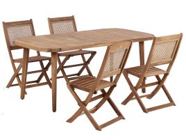 Garden Dining Set 4 Seater PARAGGI Certified Acacia Wood Dark Brown