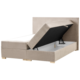 ORRADINE Kingsize Fabric Divan Bed with Storage - Taupe